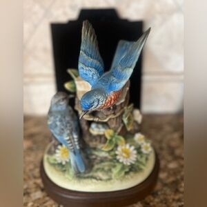 1960s Gorham "Gallery Birds"  Eastern Bluebirds Hand Painted Bisque Figurine